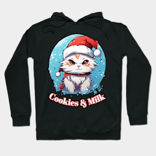 Cookies & Milk - Christmas Cat - Winter Holiday Hoodie